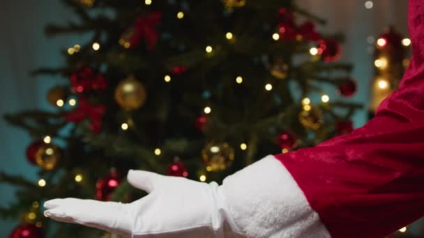 圣诞老人以张开的手移动背景 — 图库视频影像