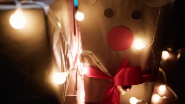 Kreatywne Dekoracje Reniferów Prezenty Świąteczne — Wideo stockowe