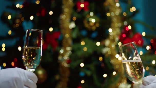 クリスマスの到来を祝う2人のサンタ — ストック動画