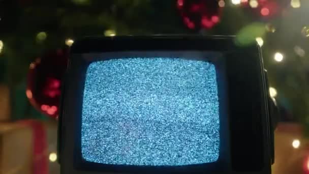 Zakłócenia Wewnątrz Ekranu Telewizora Vintage — Wideo stockowe