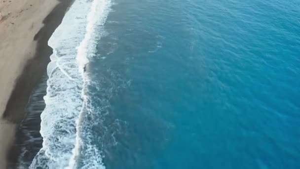 Mediterranean Rough Sea Aerial View Italy State Sunset Sky March — Stockvideo