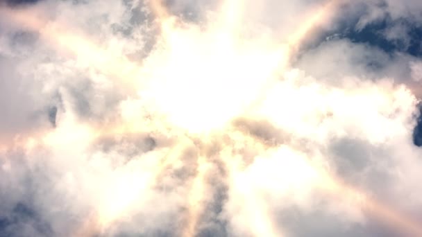 Vliegen Naar Hemelse Religieuze Wolken Lucht — Stockvideo