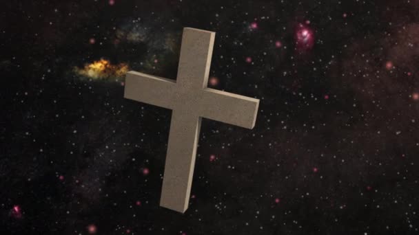 Christ Croix Flottant Dans Animation Céleste Univers — Video