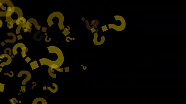 Soru Işaretleri Siyah Şeffaf Alfa Arkaplanı Üzerinde Hareket Eden Parçacıkları — Stok video