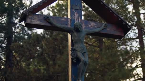 Jesus Cristo Crucifixo Uma Montanha Italiana — Vídeo de Stock