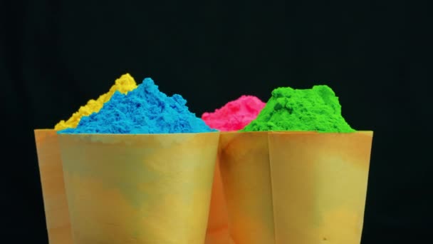 Вращающийся Цветной Порошок Фестиваля Холи — стоковое видео