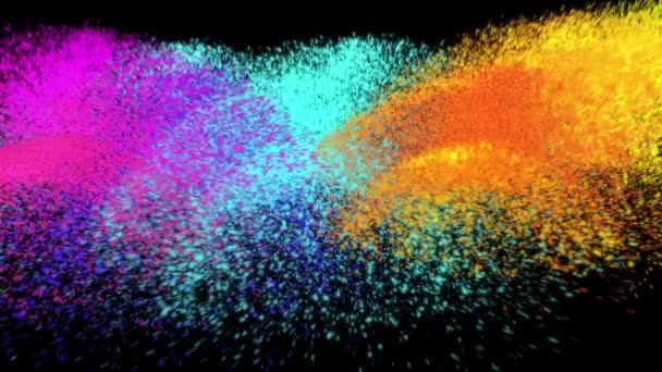 Particelle Stelle Colorate Esplodono Sul Loop Alfa — Video Stock