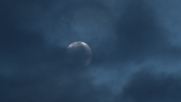 Lua Céu Noturno Com Nuvens — Vídeo de Stock