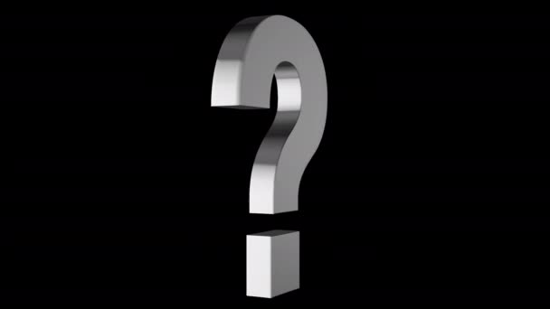 黒の透明な背景にスピニングする3D質問マークアニメーション — ストック動画