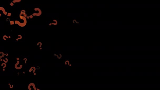 Question Marks Symbols Particles Moving Black Transparent Alpha Background — Stock Video