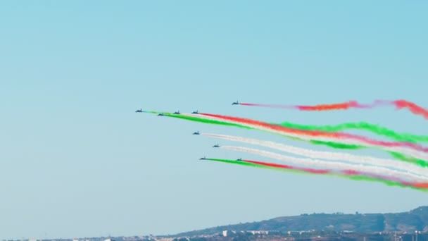 Tricolor Arrows Letadla Akrobatické Show Itálii — Stock video
