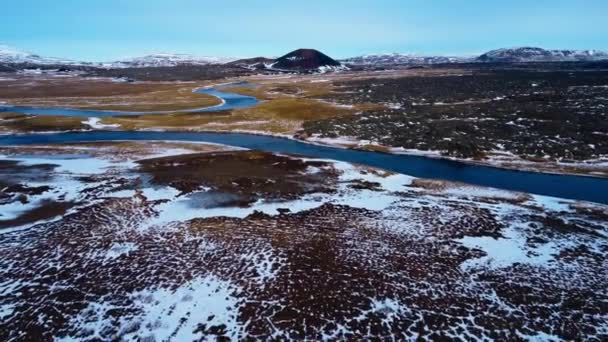 Ijsland Landschap Luchtfoto Natuur — Stockvideo