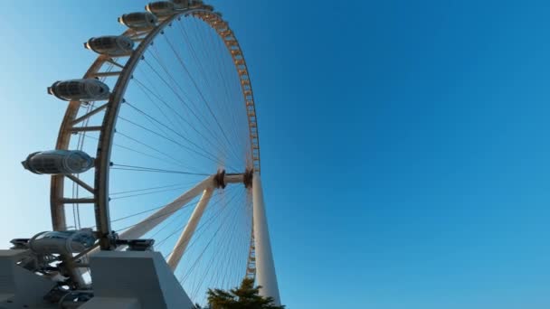 Dubai Ferris Wheel Långsamt Roterande Attraktion Arkitektur Emirates — Stockvideo