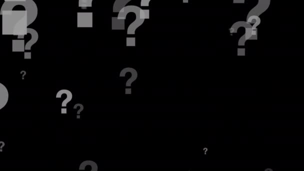 Points Interrogation Symboles Particules Déplaçant Sur Fond Noir Transparent Alpha — Video