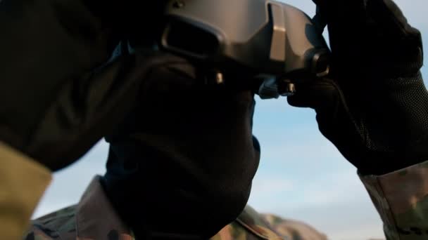 Terrorista Kiteszi Visor Pilóta Bomba Drón — Stock videók