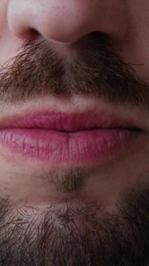 Sakallı bir adamın dudakları..