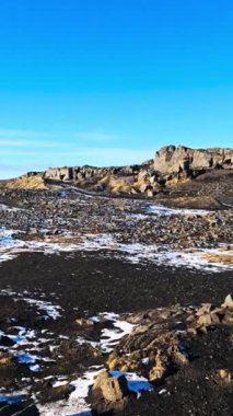 İzlanda 'daki Çöl Manzarası Karlı Doğa.