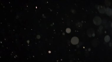 Siyah arkaplanda yüzen gerçek toz parçacıkları.