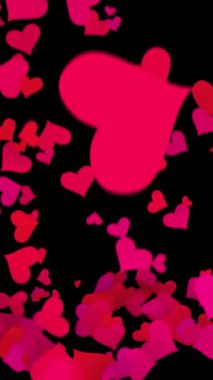 Kırmızı Kalpler Düşüyor ve Valentins Günü Arkaplanı İçin Dibe Zıplıyor.