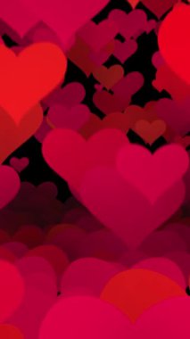 Kırmızı Kalpler Düşüyor ve Valentins Günü Arkaplanı İçin Dibe Zıplıyor.