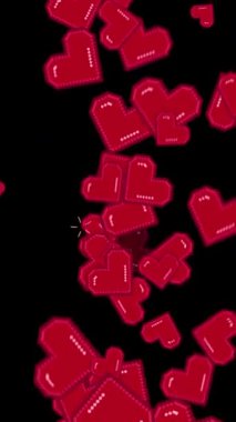 Sevgililer Günü Kalpleri Kara Arkaplanda.