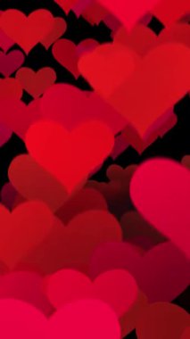 Kırmızı Kalpler Düşüyor ve Valentins Günü Arkaplanı İçin Dibe Zıplıyor.