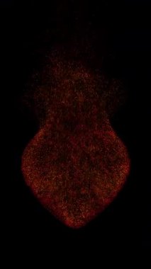 Kara Arkaplanda Sevgililer Günü için Parçacıklar Tarafından Yapılan Kalp Şekli.