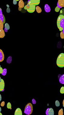 Siyah Şeffaf Arkaplanda Paskalya Yumurtaları Çerçevesi.