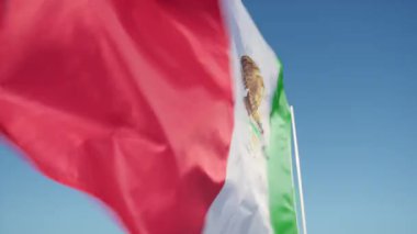 Meksika Bayrağı Cinco De Mayo için gökyüzünde dalgalanıyor.