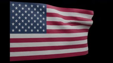 Amerika Birleşik Devletleri bayrağını siyah alfa arka planda sallıyor.