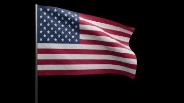 Amerika Birleşik Devletleri bayrağını siyah alfa arka planda sallıyor.