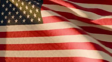 Anma Günü 'nde Amerikan Bayrağının Gün Batımında Dalgalanışının Arkaplanı.