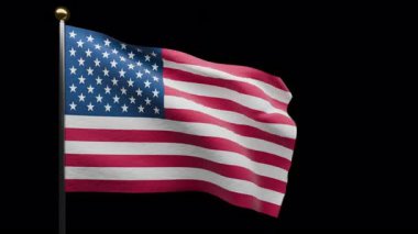 Şeffaf Alfa Arkaplanda Amerikan Bayrağı Dalgalanması Anma Günü.