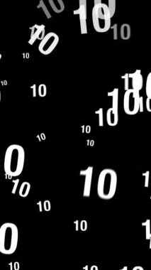 Siyah Alfa Arkaplanı Üzerine Geri Sayım Sayıları Düşen Parçacıklar.