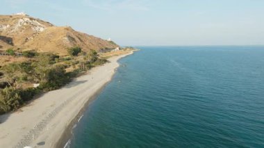Palizzi 'deki Calabria Sahili Akdeniz ve Kum Sahil Havacılık Manzaralı.