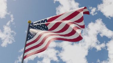 Anma Günü 'nde Rüzgarda Amerikan Bayrağı Dalgalanıyor.