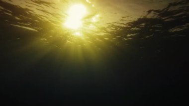 Işık huzmeleri denizin yüzeyini su altında aşıyor..