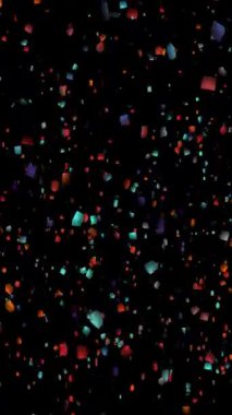 Siyah Arkaplana Düşen Renkli Konfeti.