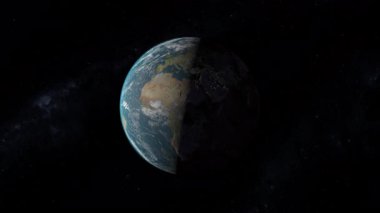 Dünya Uzaydan Yavaşça Dönüyor Siyah Arkaplandan.