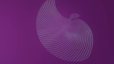 Sarkık gümüş kafes koyu mor arkaplanda süsler oluşturur. Zarif üç boyutlu animasyon. 4k çözünürlükte üç boyutlu soyut canlandırma.