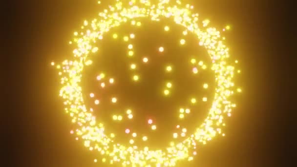 Světlý Kruhový Rám Tvořen Letících Světel Tmavém Pozadí Animované Pozadí — Stock video