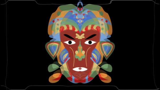Şamanik Tarikat Maskesi Taşınabilir Kenarlı Zengin Dekore Edilmiş Yüz Maskesi — Stok video