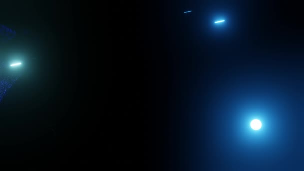 Науково Фантастична Сцена Крихітними Синіми Вогнями Транслюються Шляху Кривої Чорному — стокове відео