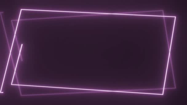 Purple Frame Gradually Drawn Dark Purple Background Rotates Horizontal Axis — Stockvideo