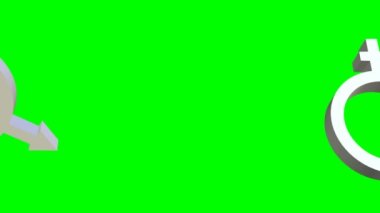 3D animasyon erkek ve kadın sembolü yeşil ekran, krom anahtar video, tam HD animasyon
