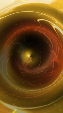 Işık efektli altın girdap, parlayan sıvı doku, dikey animasyon