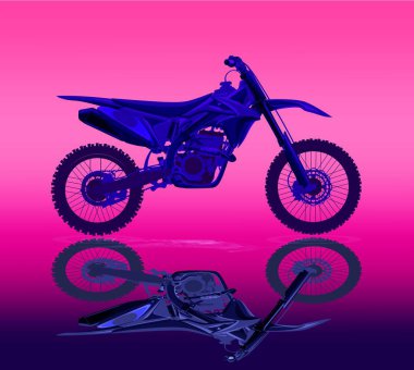 Motokros, mototriyal stil, mototriyal. Motosiklet kulübünün amblemleri. Pembe parıltı tasarımı eps10 illüstrasyon