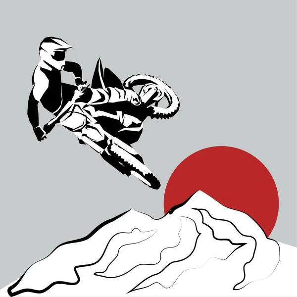 Racer Sport Motocross Motociclista Veloce Corsa Vettore Illustrazione — Vettoriale Stock
