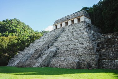 Palenque, Meksika 'daki Mayalı harabelerdeki yazıtlar tapınağı..