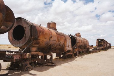 Uyuni, Bolivya 'daki eski tren mezarlığı.